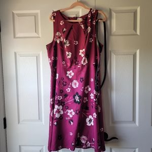 Elle Pink floral dress knee length with belt